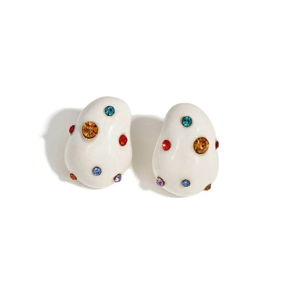 Diamond bean earrings  M508